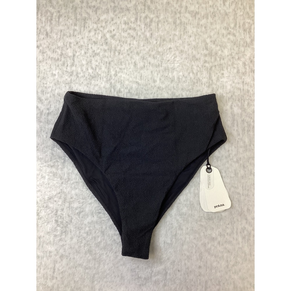 Prana‎ Lahari Scrunch High Rise Bikini Bottom Black Small 2080551 NWT
